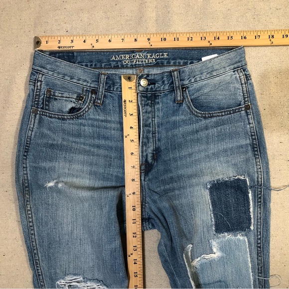 American Eagle Jeans Vintage Hi Rise Flare Leg Distressed Size 10 Long - Picture 4 of 6